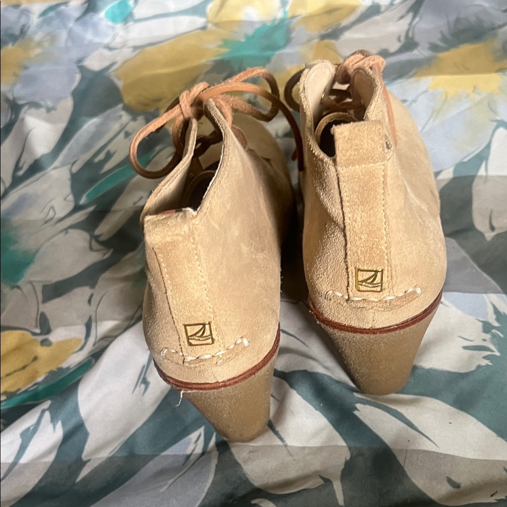 Sperry Topsider Harlow Wedge Suede Ankle Boots SZ 7 - Picture 4 of 5